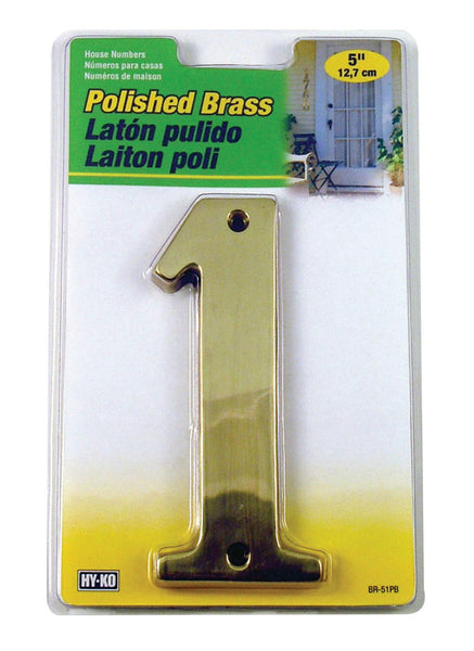 Hy-Ko 5 in. Gold Brass Nail-On Number 1 1 pc.