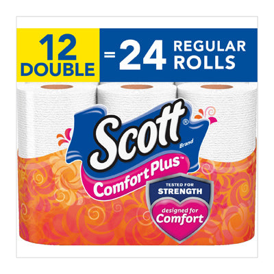 Papel higiénico Comfortplus, 1 capa, rollos de 231 hojas, paquete de 12 (paquete de 4)