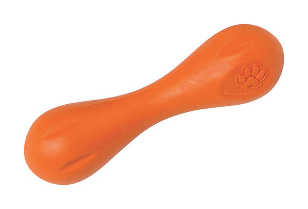 Juguete masticable de caucho sintético para perros West Paw Zogoflex Orange Hurley Bone, tamaño pequeño