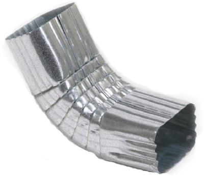 Codo de canalón frontal, estilo A, 75 grados, acabado laminado, acero galvanizado, 3 x 4 pulg.