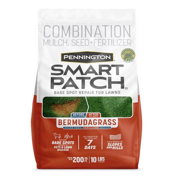 Kit de reparación de semillas, fertilizantes y mantillo para césped Bermuda de Pennington Smart Patch, para pleno sol, 10 lb