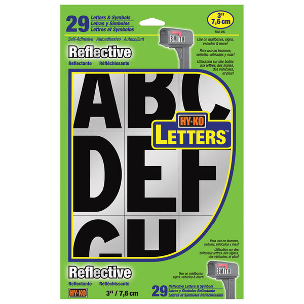 Hy-Ko 3 in. Reflective Black Vinyl Self-Adhesive Letter Set A-Z (Pack of 5)