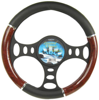Funda para volante, color negro, madera y cromo (paquete de 2)