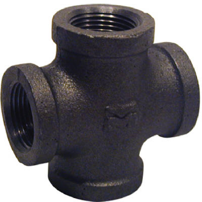 Black Pipe Fitting, Cross, 1-In.