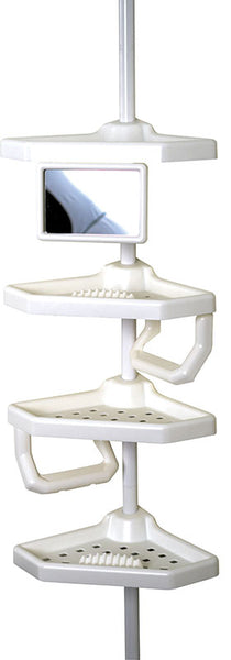 Zenna Home 5104w 97" X 13.25" X 9.75" White Corner Tension Pole Caddy