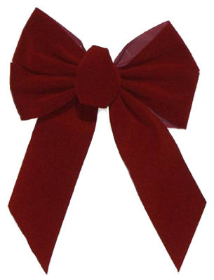 Christmas Bow, 5-Loop, Burgundy Velvet, 10 x 13 x 3-In.
