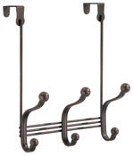 Perchero para puerta con 3 ganchos Lyra de bronce Interdesign 53071