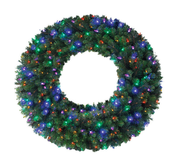 Corona navideña de pino mixto con iluminación LED de 60 pulgadas de diámetro para celebraciones
