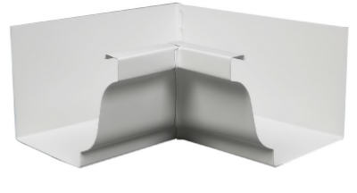 Canalón, inglete interior de acero, blanco, 4 pulg.
