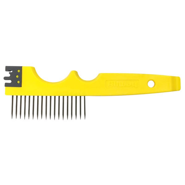Peine limpiador de pinceles de plástico/acero amarillo Allway de 5 pulgadas de largo (paquete de 10).