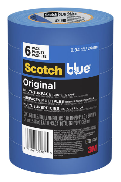 Scotch 2090-24ep6 0.94 X 60 Yards Scotchblue Original Multi-Surface Painter'S Tape 6 Count