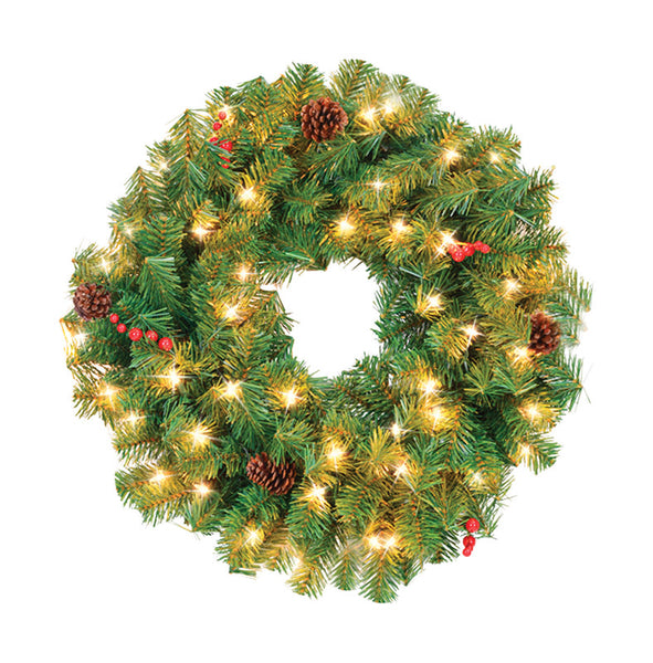 Celebrations Prelit Green Wreath 24 in. Dia. Clear (Pack of 6)