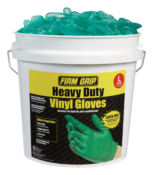 Firm Grip Vinyl Disposable Gloves Large Green Powder Free 300 pk