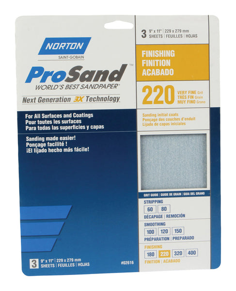 Papel de lija de 9 x 11 pulgadas, 220 g (paquete de 10)