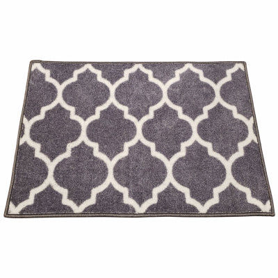 Nylon Rug, Skid Resistant, Light Grey Trellis Pattern, 24 x 36-In.