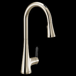 Polished nickel one-handle high arc pulldown kitchen faucet