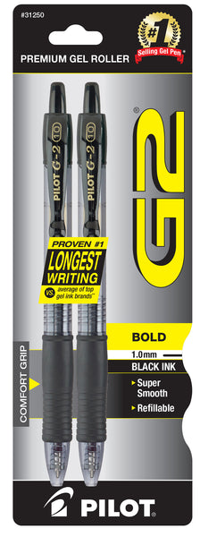 Bolígrafo retráctil de tinta en gel Pilot 31250 Black G2 (paquete de 6)