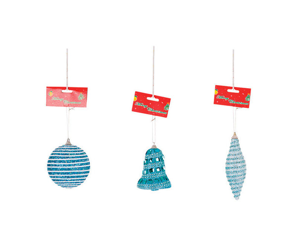 Adornos navideños variados Celebrations, espuma y plástico azul y blanco, paquete de 1 (paquete de 24)