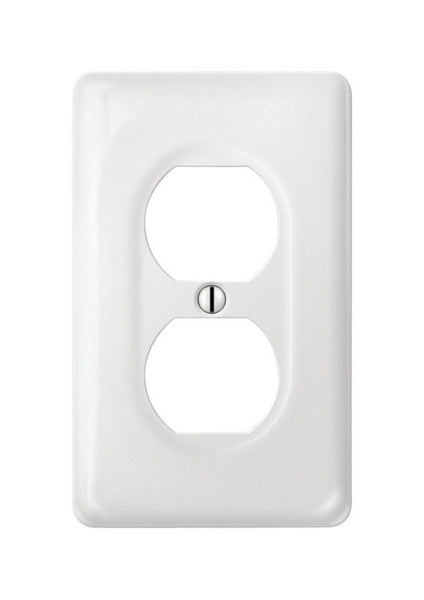 Placa de pared con toma de corriente dúplex de cerámica blanca de 1 unidad Amerelle Allena, paquete de 1