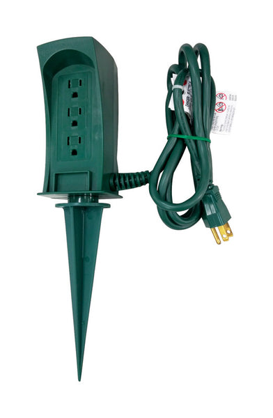 Projex 6 ft. L 3 outlets Yard Stake Power Strip Green