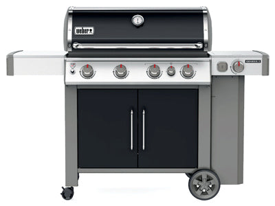 Parrilla a gas LP Genesis II E-435 de 4 quemadores, 48 000 BTU, quemadores laterales y para sellar, color negro