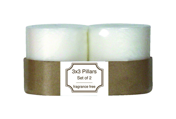 Langley Empire White No Scent Pillar Candle 3 in. H x 3 in. Dia.