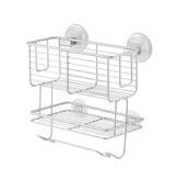 Interdesign 24429 9 X 5.5 X 8.75 2-Teir Silver Classico Power Lock Suction Combo Shower Basket