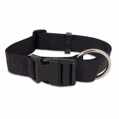 Collar de nailon ajustable para perros, negro, 1,5 x 20-30 pulgadas.