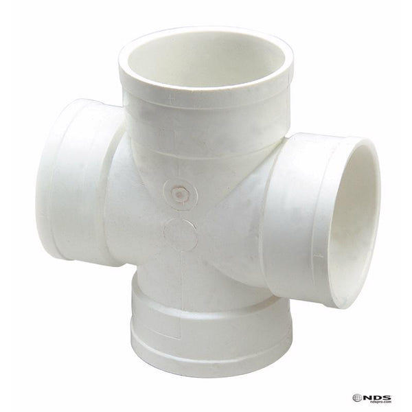 Te cruzada de PVC con cubo en D de 4 pulg. y cubo en D de 4 pulg., cédula NDS 35, paquete de 1