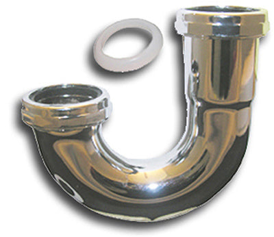 Kitchen Drain J-Bend, Chrome Plated Brass, 1.5-In. OD