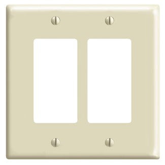 Leviton 001-80609-I Double Gang Ivory 2-Decora Wallplate