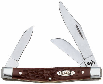 Navaja de bolsillo Stockman con clip, acero inoxidable/marrón, 3-1/4 in, cerrada