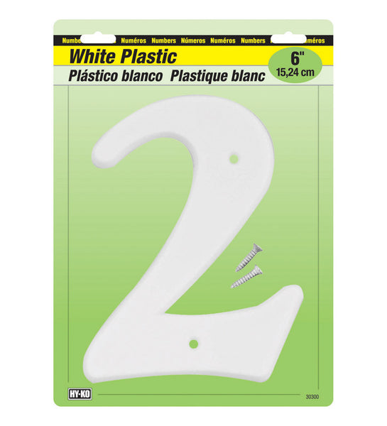 Tornillos de montaje de plástico blanco Hy-Ko número 2 de 6 in, 1 pieza (paquete de 5)