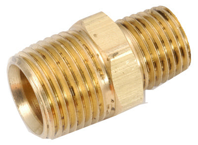 Pipe Fitting, Hex Reducing Nipple, Lead-Free Brass, 1/2 x 1/4-In. (Pack of 5)