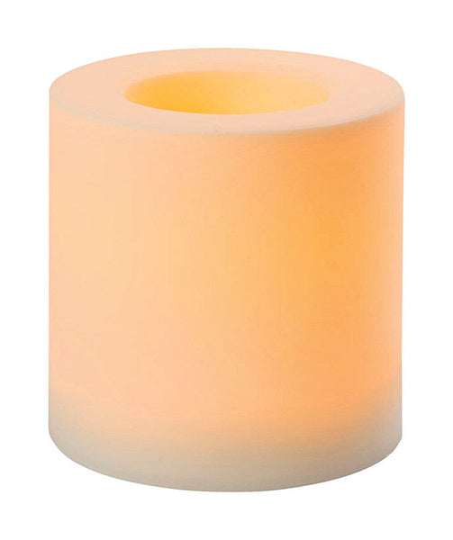 Vela de pilar para exteriores blanca Inglow de 6 pulgadas de alto x 6 pulgadas de diámetro (paquete de 4)