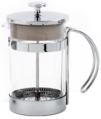 Cafetera de prensa francesa, vidrio y cromo, 25 oz.