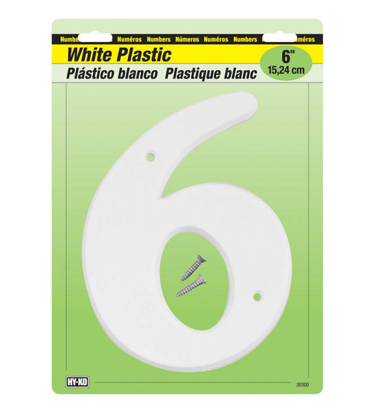 Tornillos de montaje de plástico blanco Hy-Ko número 6 de 6 in, 1 pieza (paquete de 5)