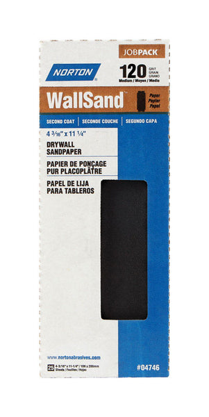Norton WallSand 11-1/4 in. L x 4-3/16 in. W 120 Grit Silicon Carbide Sanding Sheet 25 pk