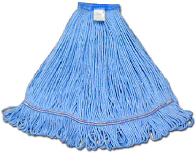Cabezal de trapeador, extremo en bucle azul, rayón de algodón, 22-24 oz.