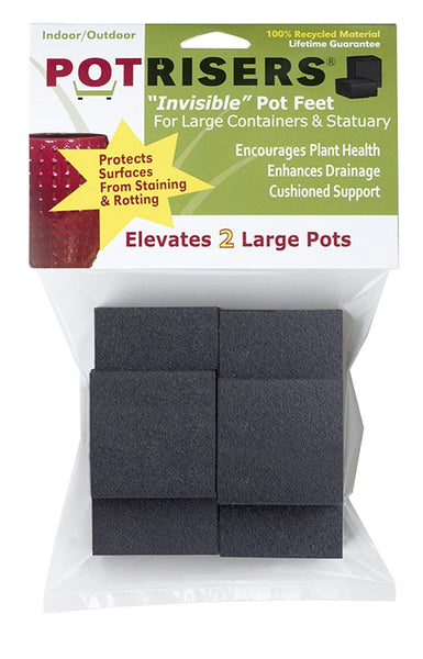 Pot Risers Black Large Rubberized Grip Indestructible Potrisers 14 Dia. in. Base