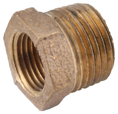 Hex Reducing Bushing, Lead Free Rough Brass, 1/2 x 3/8-In.