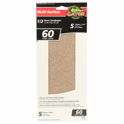 Paquete de 5, 1/2 hoja de papel de lija de grano 60