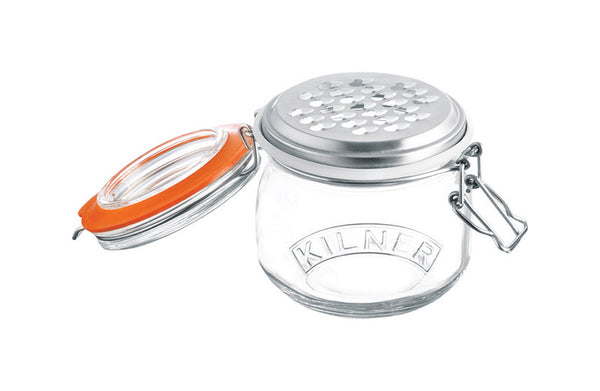 Recipiente rallador de vidrio transparente de 5,9 pulgadas de ancho de Kilner