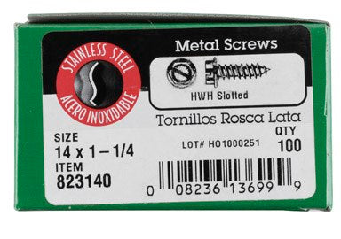 Hillman Stainless Steel Sheet Metal Screws No. 14 X 1-1/4 " Hex/Hex Head/Slotted Hexhead