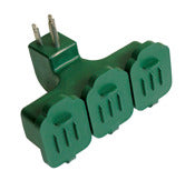 Prime Pbad25011 3 Outlet Green Weather Resistant Right-Angle Power Adapter