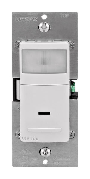 Interruptor de sensor de movimiento de un solo polo o de 3 vías Leviton Decora de 15 amperios, blanco, paquete de 1