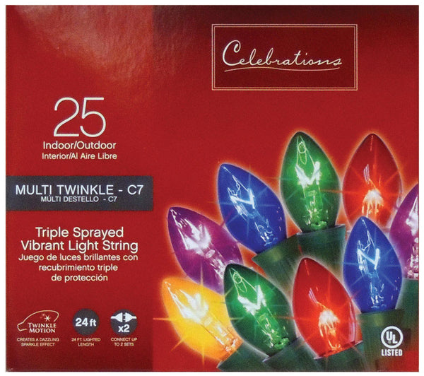 Sienna C7 Multicolored 25 count Twinkling String Lights 24 ft.