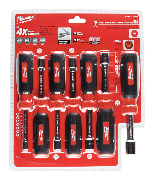 Juego de destornilladores para tuercas con eje hueco SAE de Milwaukee, 7 pulg. de largo, 7 piezas