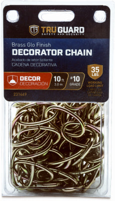 Brass Glow Decorator Chain, #10 x 10-Ft.