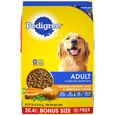 Alimento para perros, nutrición completa para adultos, pollo asado y arroz, 20,4 libras.